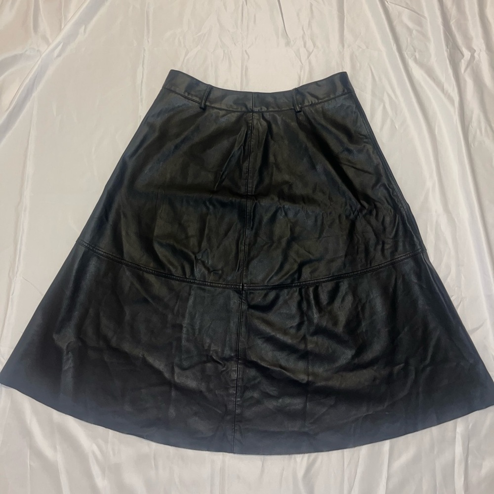 Zara Black A-Line Faux Leather Skirt